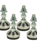 Heavy Duty Adjustable Furniture Leg Levelers With 1.96 Inch Base, M12 Thread, 1300 Lb Capacity, Threaded Inserts, Four Pack