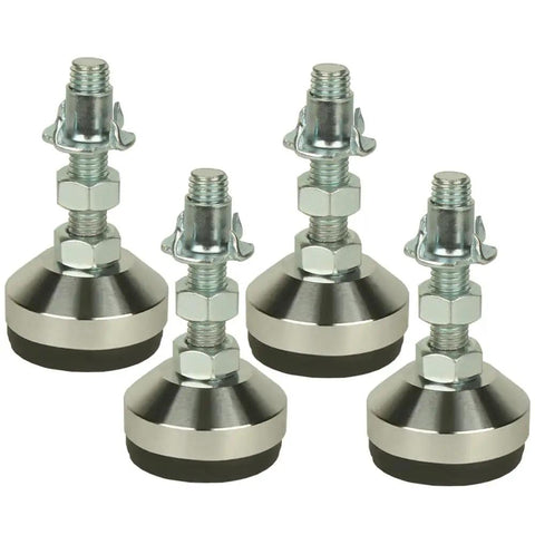 Heavy Duty Adjustable Furniture Leg Levelers With 1.96 Inch Base, M12 Thread, 1300 Lb Capacity, Threaded Inserts, Four Pack