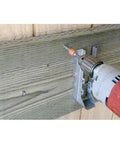 1/4 Inch By 2 Inch Structural Stainless Steel Wood Screw With 3/8 Inch Hex Head And Integrated Washer being installed in wood