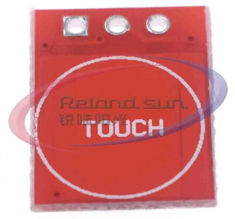 Front view of red 10 Pcs New Capacitor Type Touch Button Module With Self Locking Single Channel Touch Switch Sensor for prototyping.