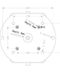 Heavy Duty CNC Self Centering Milling Vise Built Tough With A Rock Solid Alloy Base And Wide Jaw Opening For Precision 5 Axis Titanium And Stainless Steel Fabrication Jobs - Top view with dimensions and hole placements.
