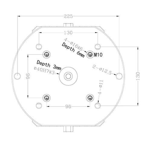 Heavy Duty CNC Self Centering Milling Vise Built Tough With A Rock Solid Alloy Base And Wide Jaw Opening For Precision 5 Axis Titanium And Stainless Steel Fabrication Jobs - Top view with dimensions and hole placements.