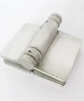 Premium Self Closing Spring Loaded Glass Door Hinge For Pool Fencing With Smooth Swing Control And Heavy Duty Steel Build For Slick Worry Free Mounting Today, shown from above.