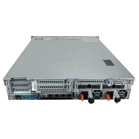 Heavy Duty Dual Xeon Bronze 3106 Rack Server With One Terabyte Ram And Twenty Four Lightning Fast Storage Drives Pairing PERC H730 Raid Controller back view showing power supply and ports.