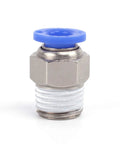 One Quarter Inch Tube OD To One Quarter Inch NPT Male Straight Push To Connect Pneumatic Fittings Nickel Plated Brass Close-Up