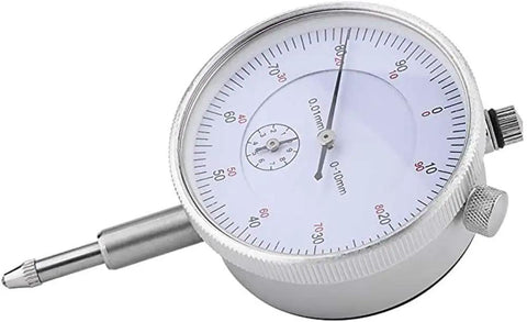 Front view of Metric Dial Indicator 0-10mm with 0.01mm Precision, Heavy Duty Workhorse Metal Gauge for Shaft Runout