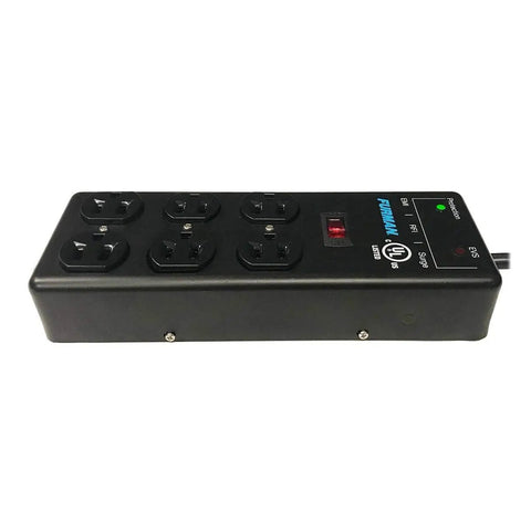 Black Six Outlet Power Block With EMI RFI Attenuation And Extreme Voltage Shutoff 15 Foot Cord Surge Strip Pro Series