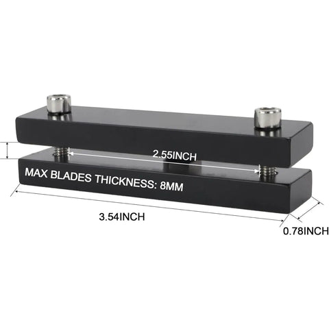 Rugged Hardened File Guide Knife Making Tool For DIY Knife Makers with 8mm max blade thickness, dimensions labeled.
