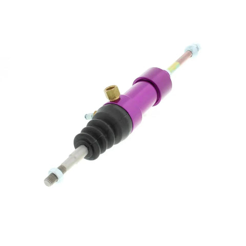 Bulletproof Pull Type Hydraulic Clutch Slave Cylinder With A Beefed Up 7 8 Inch Bore features purple aluminum body with rubber boot.
