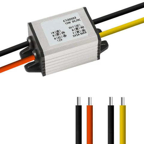 Beefy 12V To 5V Car DC Converter Waterproof Buck Regulator with aluminum case and silicone seal for vehicles 3A 15W