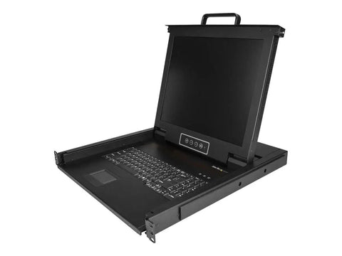 Top Tier Heavy Duty 17 Inch Rack Mount KVM Console Drawer With VGA And USB Ports For Any Switch 1U Height Server Rack Monitor 1280X1024 LCD open view