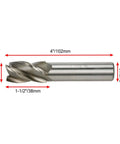 Rannb square end mill, 7/8 in cutting diameter, 3/4 in shank, 4-flute straight cutter, HSS