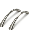 Curved Cabinet Handles Set of 10 Solid Zinc Alloy Brushed Nickel Drawer Pulls 5 Inch Center to Center Durable Hardware