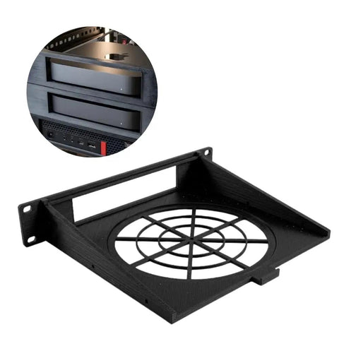 Slick Half Width Mac Mini Rack Mount For 10 Inch Server Cabinet Secure Screw In Bracket For Home Lab Network Setup displayed from the front.