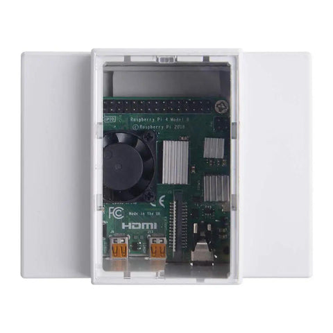 Top view of Raspberry Pi 4 DIN Rail Case With Built In Fan Modular Box For Electrical Panels Heat Sinks Included For Pi 4 Model B