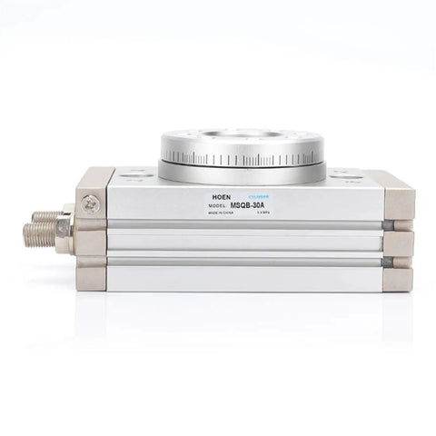 Industrial Grade Tough As Nails Pneumatic Rotary Actuator With Slick Air Gripper Assembly Precision Table Cylinder MSQB10R MSQA10R side view of MSQB-30A actuator.