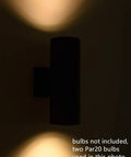 Modern Outdoor Patio Porch Light Two Light Wall Sconce Set In Matte Black Aluminum with light effect on wall