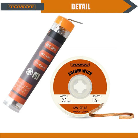 Desoldering Wick Braid With Flux No Clean For Electronics Copper Solder Wick Remover 3mm Wide By 9.8 Feet Long Flat Knit Design