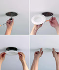Installation of Upgrade Recessed Lighting With A Six Pack Of Indoor Outdoor LED Retrofit Trim Can Lights In 5 Inch And 6 Inch Sizes