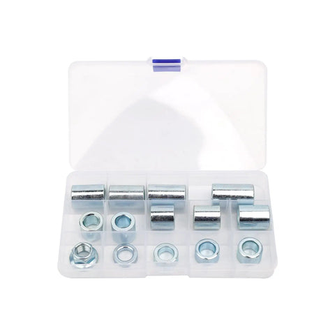 Industrial Steel Spacer Sleeve Bushings Kit, 13 Piece Set, Fits 12 Millimeter Classic Axle, One Half Inch Inner Diameter by Three Quarter Inch Outer Diameter, Silver Finish, Built Tough for Long Lasting Performance, in organizer case