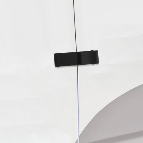 Two Pack Multifunctional Portable Draw Latch Cabinet Hardware With Stainless Steel And Black Plastic on a white surface