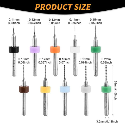 Different sized bits for Pipe Vise Micro Mini Hand Drill Set With Premium HSS Micro Bits For Arts And Crafts Jewelry Making.