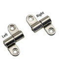 Pair of left and right zinc alloy 360-degree torque hinge halves with mounting holes, silver