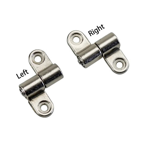 Pair of left and right zinc alloy 360-degree torque hinge halves with mounting holes, silver