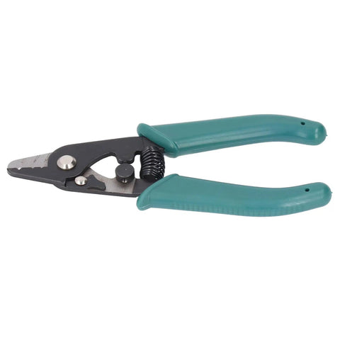 Heavy Duty 3 Hole Wire Stripper With Knockout Ergonomic Grip And Ridiculously Smooth Adjustable Aperture, showing the cutting edges and handle.