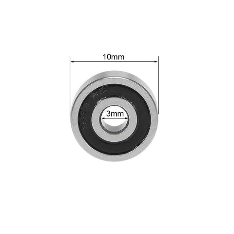 Compact Deep Groove Ball Bearings 3mm ID 10mm OD 4mm Thick Double Sealed Chrome Steel front view