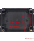 Outdoor IP65 ABS Project Box Electrical Enclosure With Cable Glands Waterproof Junction Box For DIY Projects 4.53 x 3.54 x 2.17 Inches Heavy Duty Weatherproof Workhorse, open interior with size marks