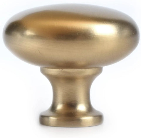 Front view of Six Pack One And One Quarter Inch Champagne Bronze Zinc Alloy Cabinet Knobs With Single Hole Center Mount Satin Brass Cabinet Pull Hardware for Kitchen Bedroom Closets Drawers And Dressers.