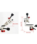 360 Degree Aluminum PTZ Mount With Micro Adjustment Knob For Telescopes And Bird Watching Rig with dimensions displayed