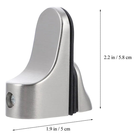 Close-up of 4 Pack Adjustable Floating Glass Shelf Brackets Zinc Alloy Clamp Mounts For Wall Shelves And Bookshelves, silver finish.