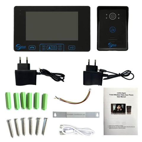 Wireless Video Doorbell Intercom Kit With 7-Inch Touch Monitor, HD Camera Doorphone, No WiFi Needed, App Free Setup, installation components