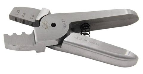 Heavy Duty Pneumatic Terminal Crimper Nipper Press Tool For 1.25 To 5.5mm Wire Insulation With Air Hold Down Clamps showing crimping jaws.