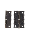 Antique Bronze Decorative Hinges For Small Cabinets And Drawers 2-Piece Wood Box Hinge Set Brass Cabinet Door Butt Hinges Vintage Style Hardware