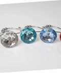 Blue Stainless Steel Shower Curtain Hooks With Rhinestones Rust Resistant Double Glide Rings 12 Piece Set close-up of rhinestone design