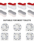 Eight Piece Toilet Seat Bumpers Kit With Self Adhesive Cushions for most lids, shown with round and square design options.