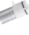 Side view of Compact 12V DC Air Pump Booster, aluminum and plastic design, used for medical equipment, aquariums, pack of 2.