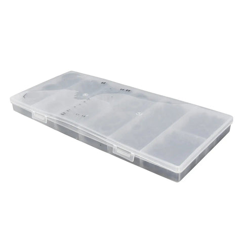 170-Piece Rubber Grommets Kit With Divided Organizer for Auto, Plumbing and PC Builds, clear plastic case closed
