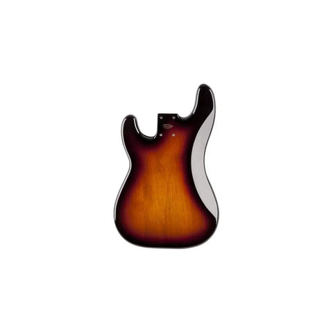 Precision Bass Style Alder Body With Gloss Polyester Finish For Split Single Coil Pickup Routing No Pickguard Mounting Holes Five Screw Vintage Style Bridge Mount Four Bolt Neck Pocket Brown Sunburst Upgrade For DIY Bass Guitar, brown sunburst gloss alder body