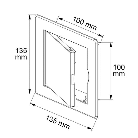 4 X 4 Inch Slick White Abs Plastic Access Panel For Drywall Walls Utility Service Hatch Door angled view with flap open