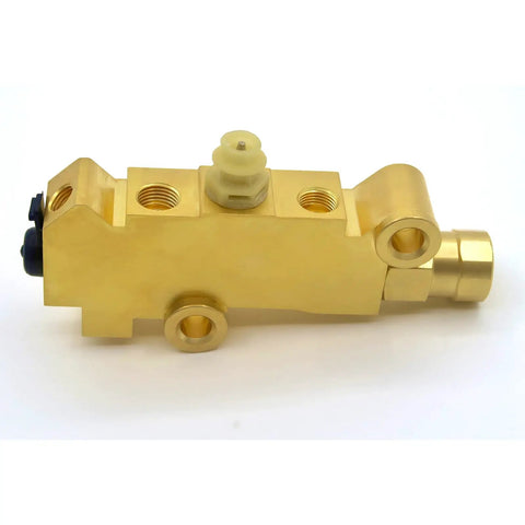 Tough And Slick Universal Brass Brake Proportioning Valve for GM Ford Chevy, detailed view showing ports and structure.