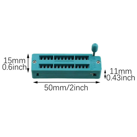 Set Of Four 28 Pin Universal ZIF IC Test Sockets With 2.54mm Pitch For Microcontroller Prototyping And Soldering Projects Durable Plastic Housing And Tin Plated Copper Contacts