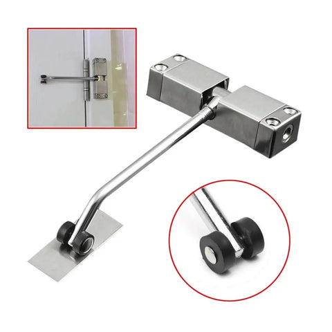 Rugged Stainless Steel Hydraulic Door Closer With Adjustable Speed For Lefty Or Righty Doors Black Universal Fit Quick Install