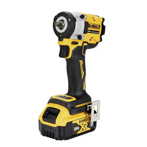 20V Max Compact Impact Wrench Kit With 3/8 Inch Drive And Brushless Motor showing the cordless design and 20V battery for easy handling.