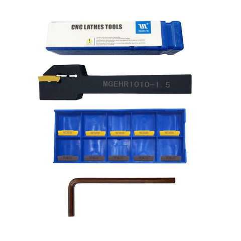 Three Eighths Inch Lathe Grooving And Cutoff Tool Holder With MGMN150 Grooving Inserts For Stainless Steel And Steel Kit