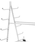 Heavy Duty Mobile Storage Rack For Lumber And Conduit Pipes, Double Sided Design With Premium Iron Frame close-up of side and hooks.