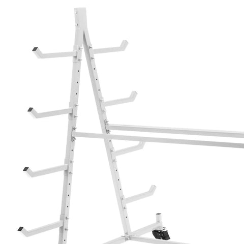 Heavy Duty Mobile Storage Rack For Lumber And Conduit Pipes, Double Sided Design With Premium Iron Frame close-up of side and hooks.